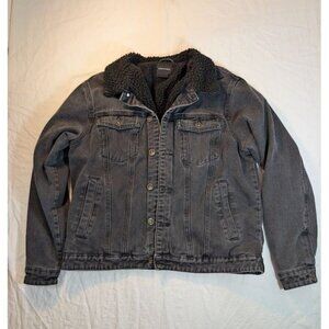 Cotton on garments women's XL black denim jacket black sherpa lined